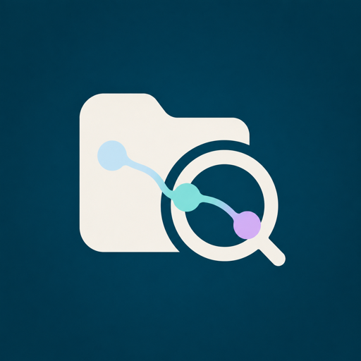 Find My Files folder, magnifier, and connected search-path logo